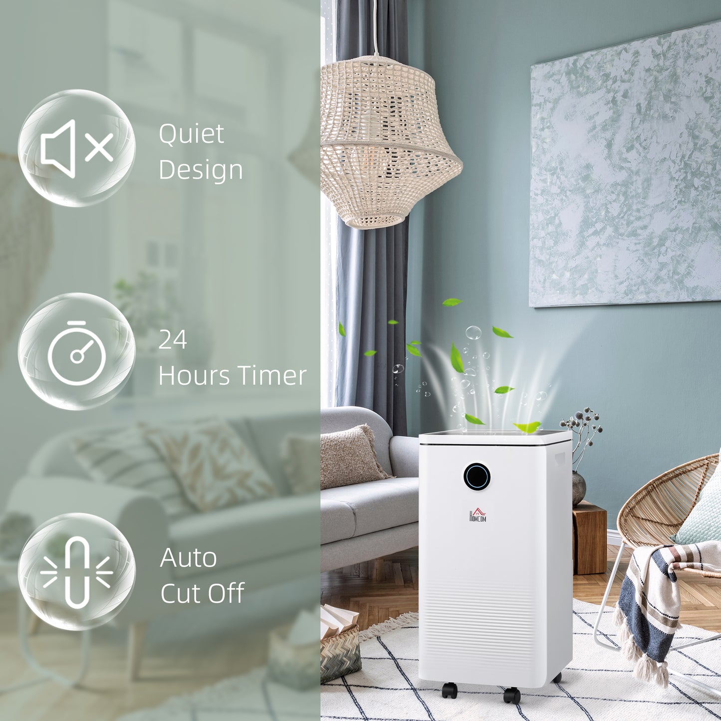 2500ML Portable Quiet Dehumidifier with WiFi Smart App Control, Electric Moisture Air Dehumidifier for Home Laundry Basement 10L/Day