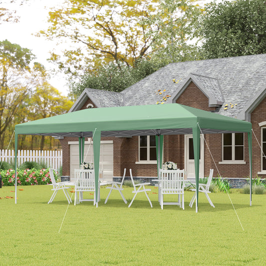 Outsunny Pop Up Gazebo, Double Roof Foldable Canopy Tent, Wedding Awning Canopy w/ Carrying Bag, 6 m x 3 m x 2.65 m, Green