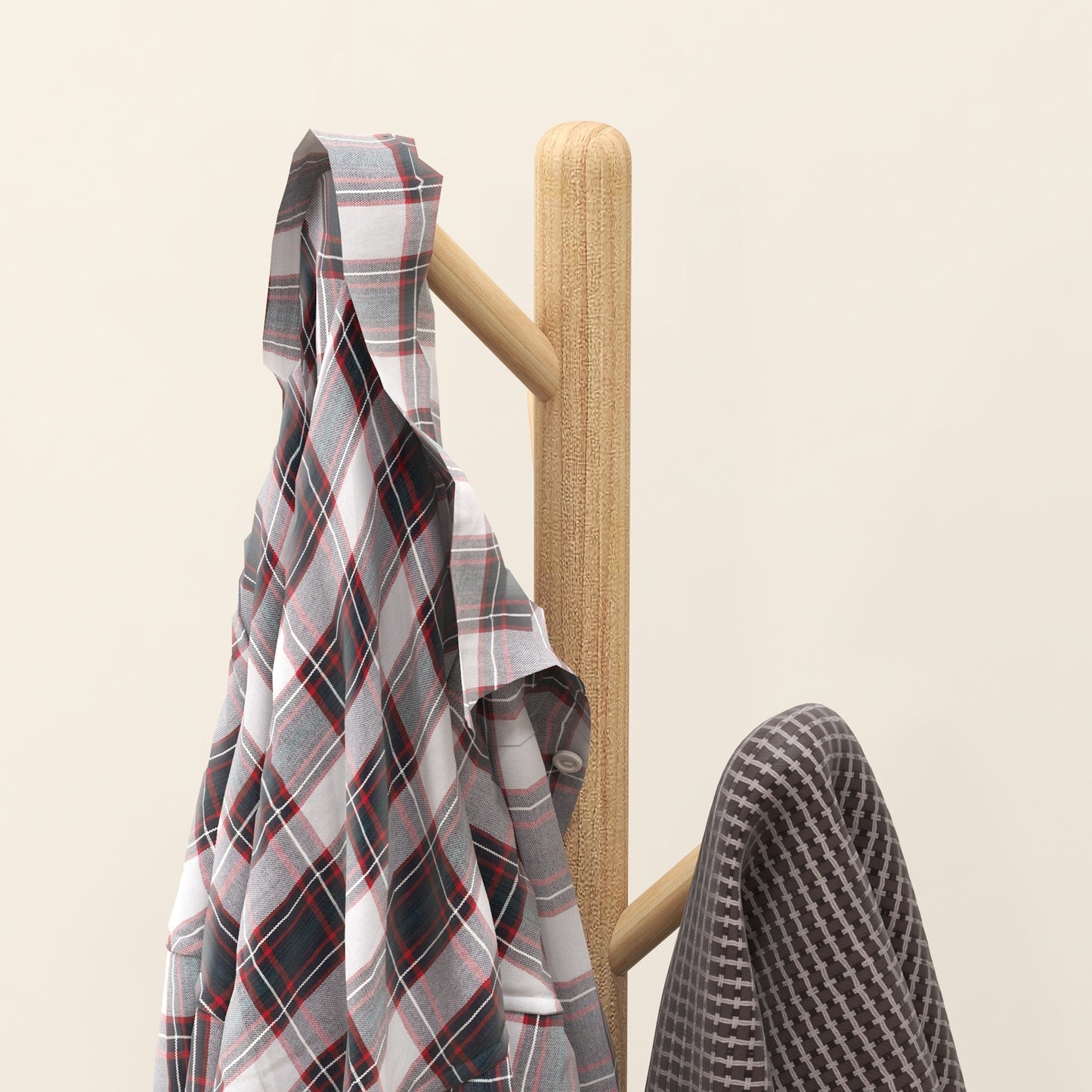 Eight-Hook Wooden Coat Hat Holder Organiser Rack - Natural