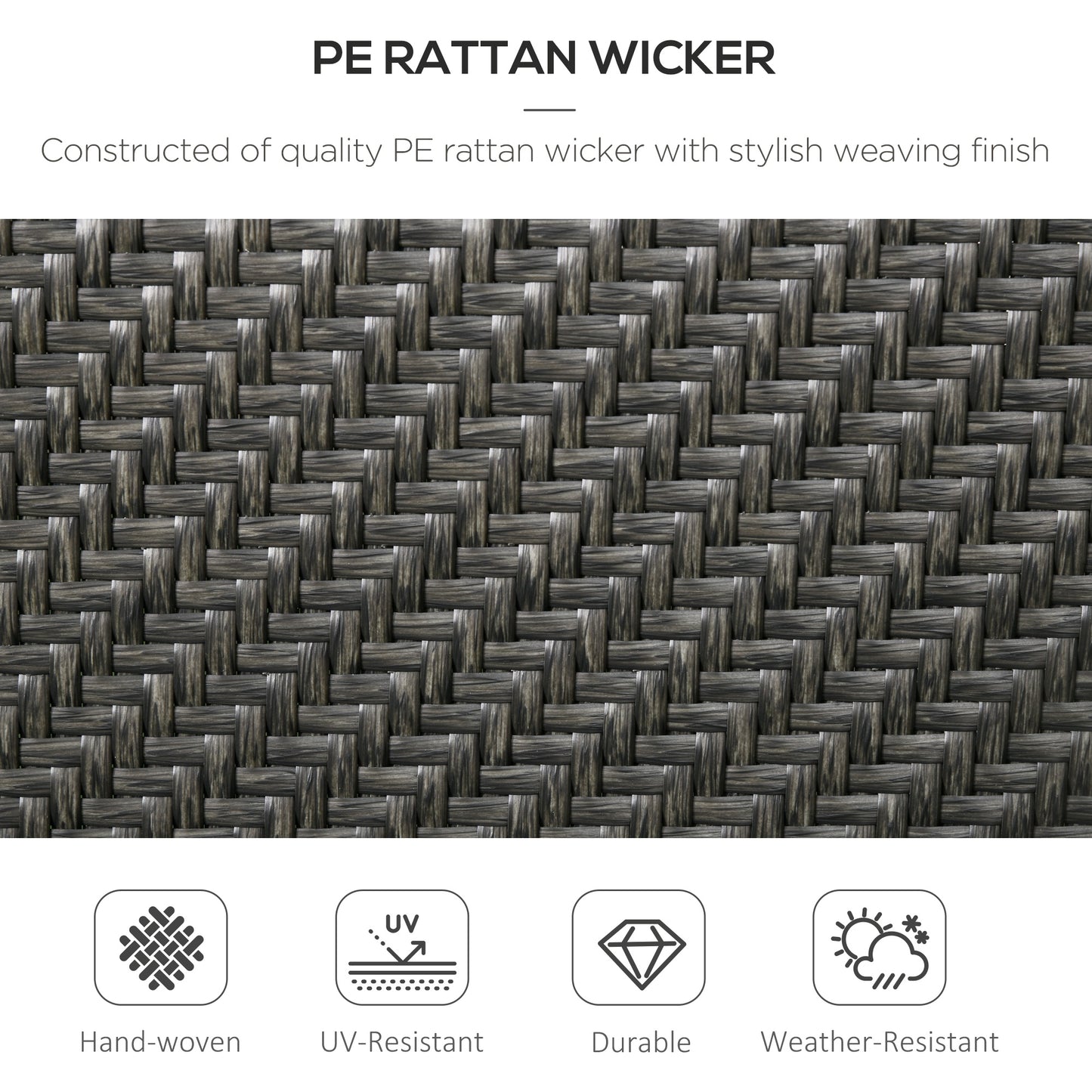 Outsunny Stackable Outdoor Rattan Chairs Set of 4 with Armrests and Backrest, Mixed Grey