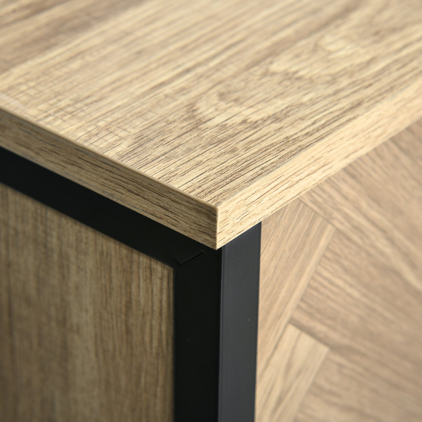 Double Door TV Cabinet Stand with Adjustable Storage Shelves Entertainment Unit Centre Home Furniture, for Living Room Bedroom, Natural