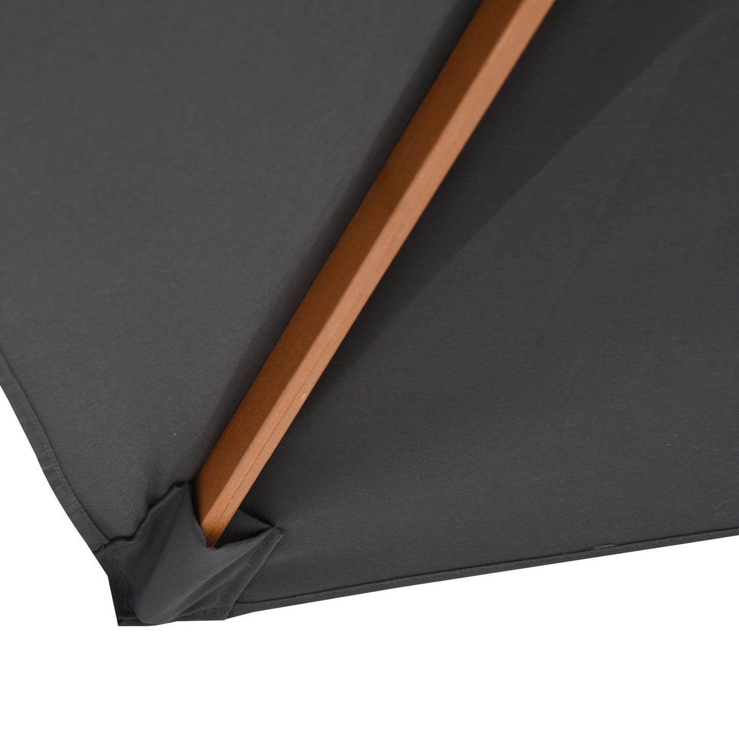 Outsunny Wooden Garden Parasol Umbrella Outdoor Sun Shade Canopy, Dark Grey,2 x 3m