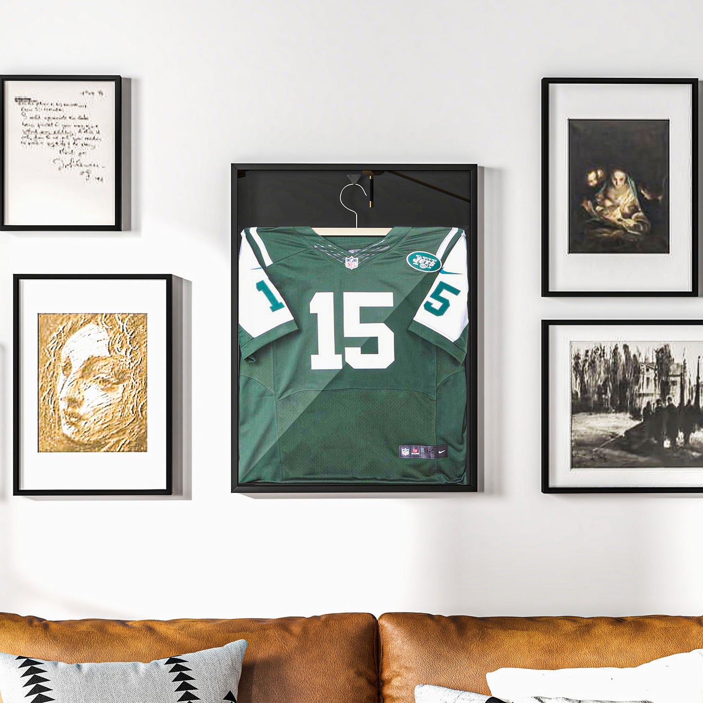 Football Shirt Acrylic Jersey Frame Display W/ UV Protection, Aluminium Sports Shadow Box for Basketball Football Baseball, 60 x 80 cm, Black