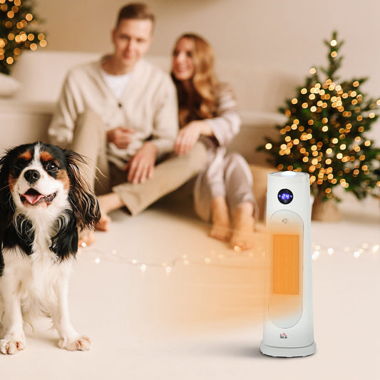 Electric Space Heater, Portable Fan Heater, Low Energy 2000W PTC Ceramic Heater w/ Thermostat, Timer, Overheat & Tip-over Protection