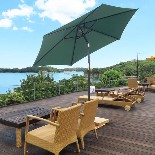 Outsunny 2.7M Tilting Parasol Sun Parasol Outdoor Garden Umbrellas Sun Shade Aluminium Frame with Crank(Green)