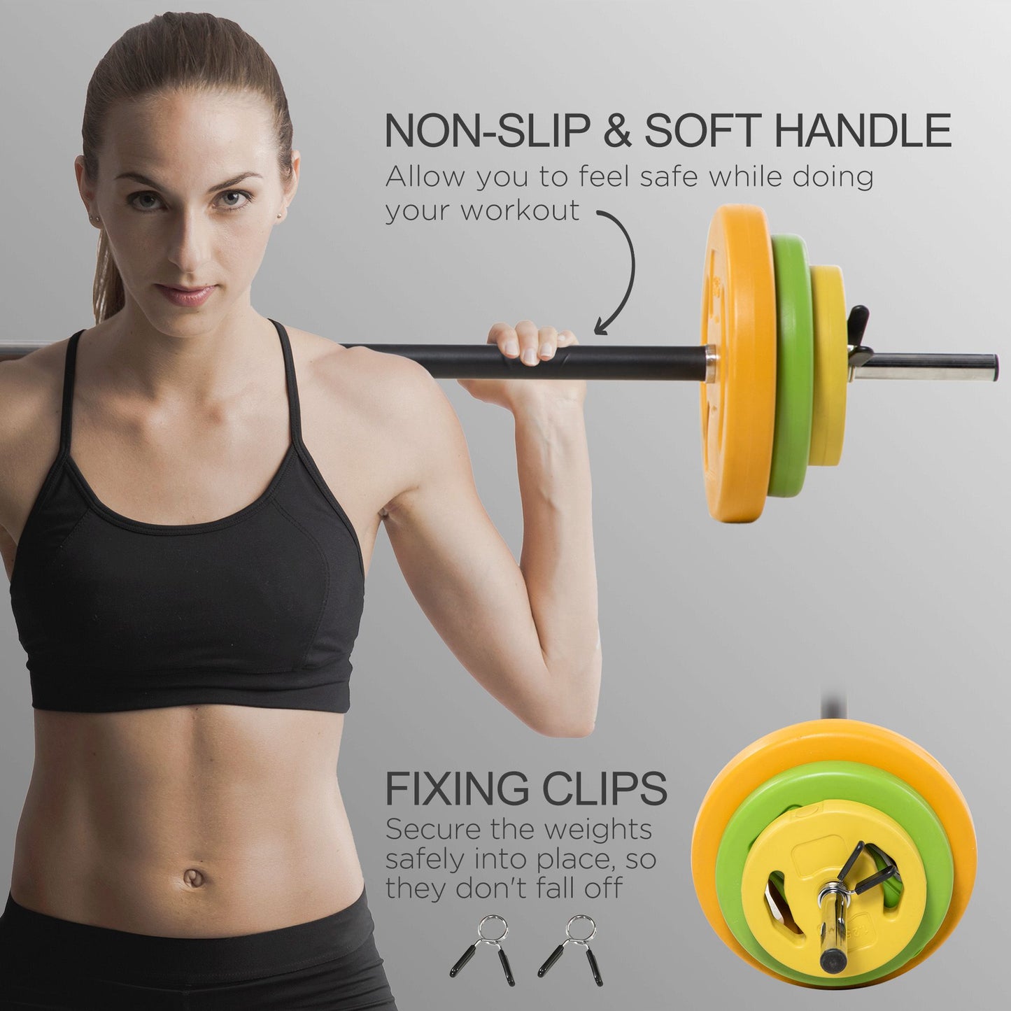 20kg Barbell Weights Set, Adjustable Weights With Non-slip Handle, for Women and Men Home Gym Strength Training