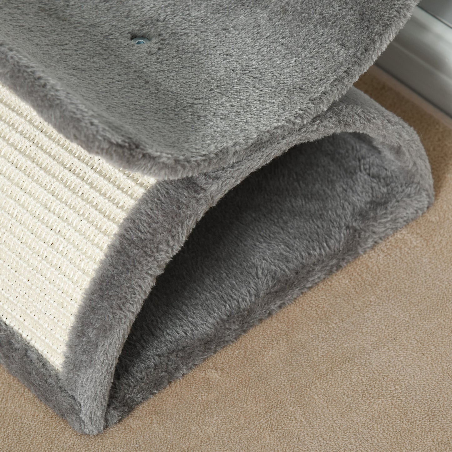 Pawhut Cat Scratching Post Cat Tree Kitten Scratcher Kitty Activity Play Centre Sisal Rotatable Top Bar Tunnel Dangling Ball Light Grey