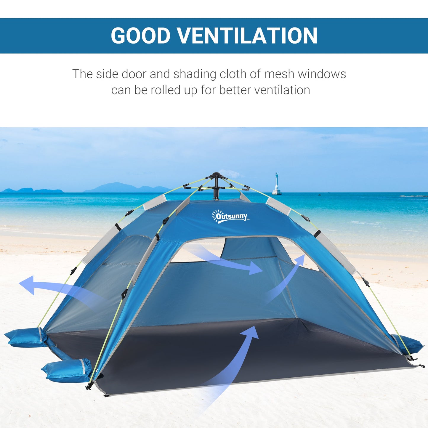 Outsunny Pop-up Beach Tent Sun Shade Shelter for 1-2 Person UV Protection Waterproof with Ventilating Mesh Windows Carrying Bag