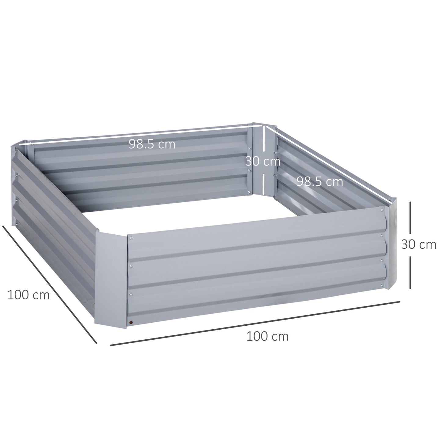 Outsunny Set of 2 Raised Garden Bed, Elevated Planter Box with Galvanized Steel Frame for Growing Flowers, Herbs, 1m x 1m x 0.3m