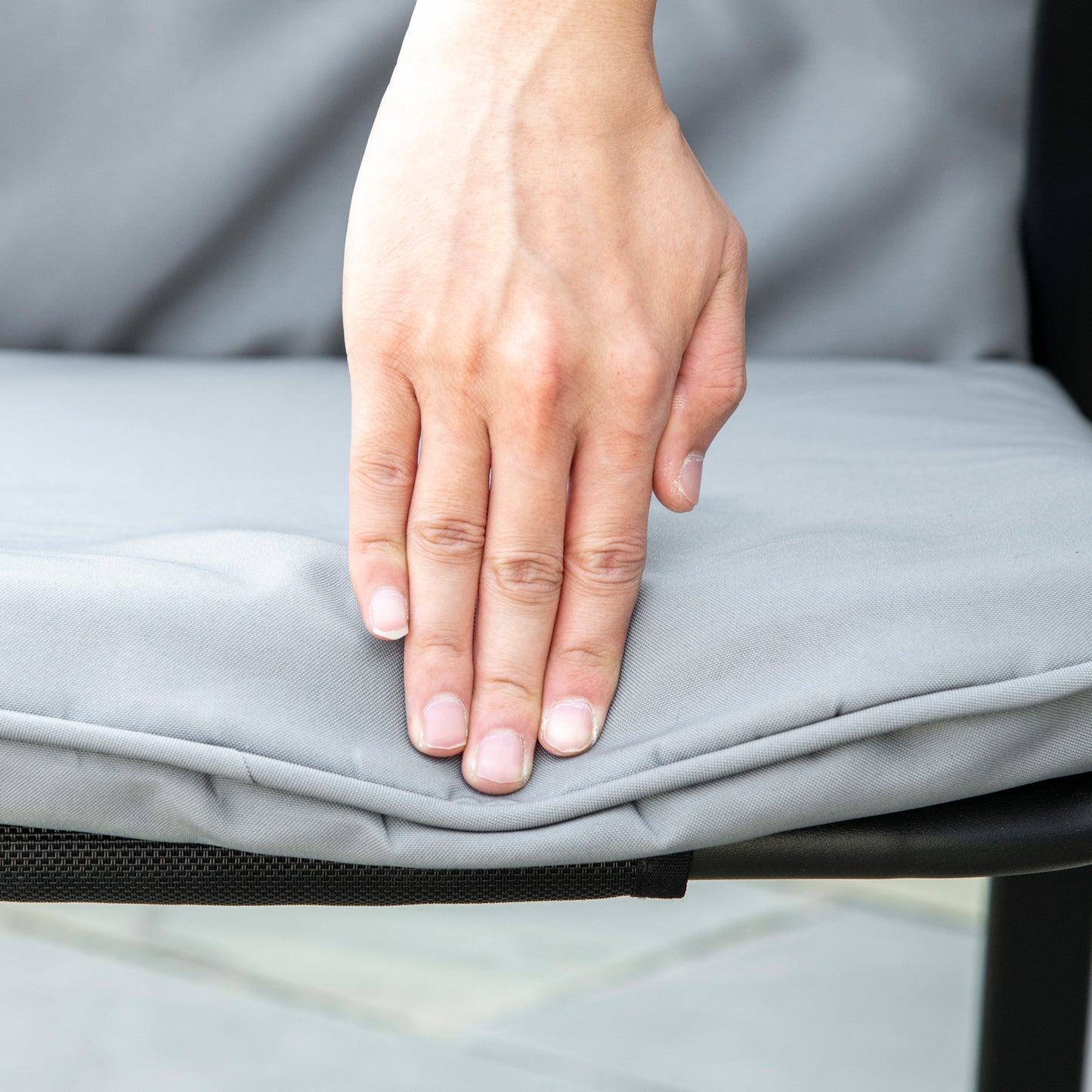 Outsunny 5 Piece Garden Dining Set, Outdoor Square Dining Table and 4 Cushioned Armchairs, Tempered Glass Top Table w/ Umbrella Hole Black