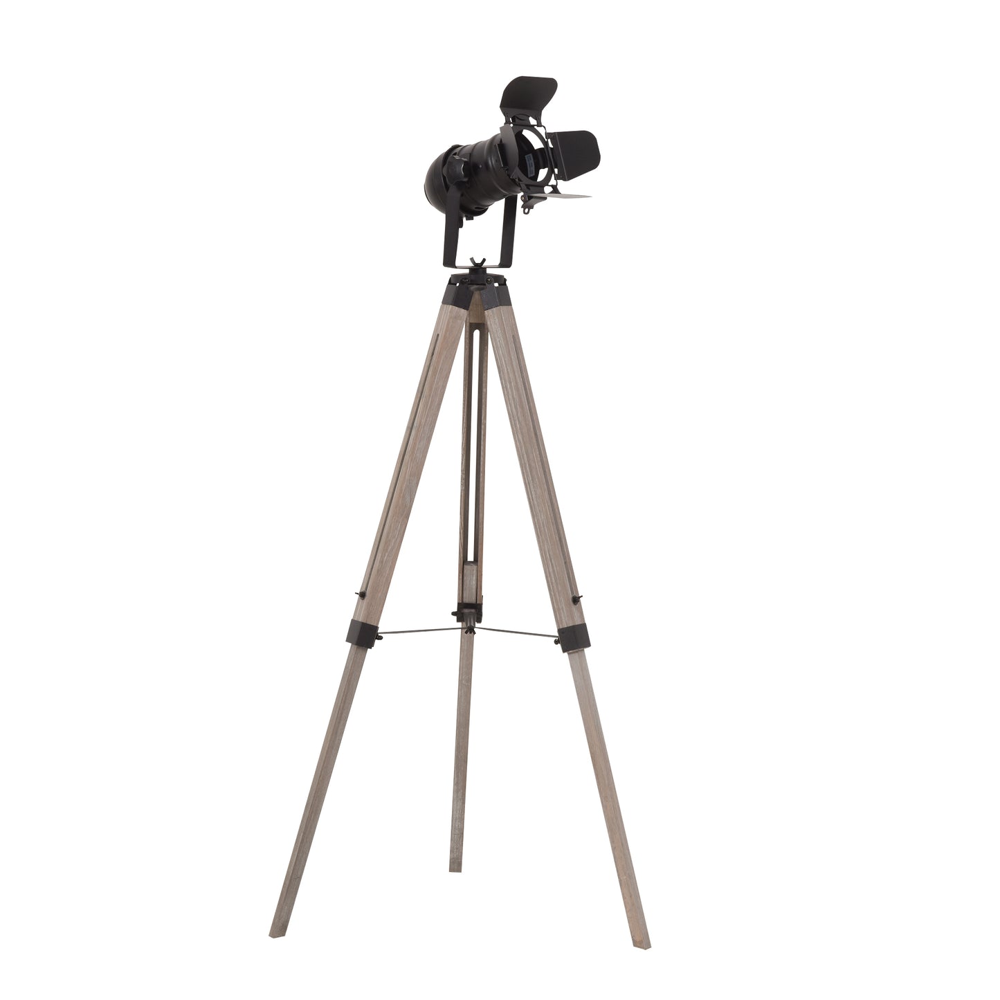 Industrial Style Tripod Floor Lamp Vintage Spotlight Reading Lamp w/ Wood Metal Legs E27 Base Versatile Use For Living Room Bedroom