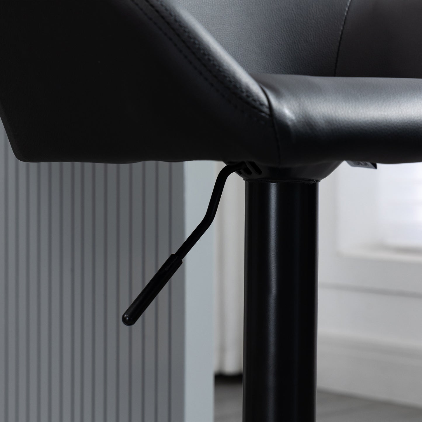 Bar Stools Set of 2, Swivel Barstools with Footrest and Backrest, PU Leather and Steel Base, for Kitchen Counter Dining Room, Black