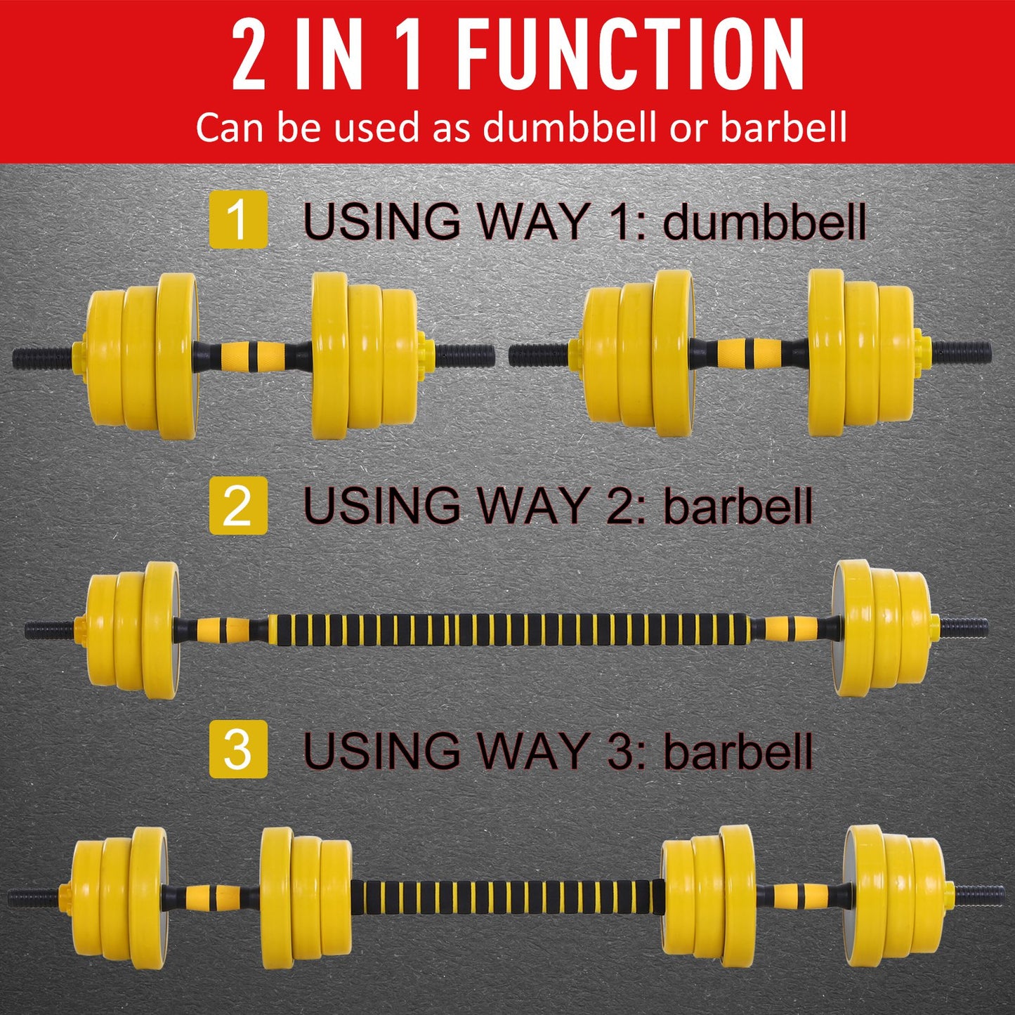 25KGS Dumbbell & Barbell Adjustable Set Plate Bar Clamp Rod Home Gym Sports Area Exercise Ergonomic