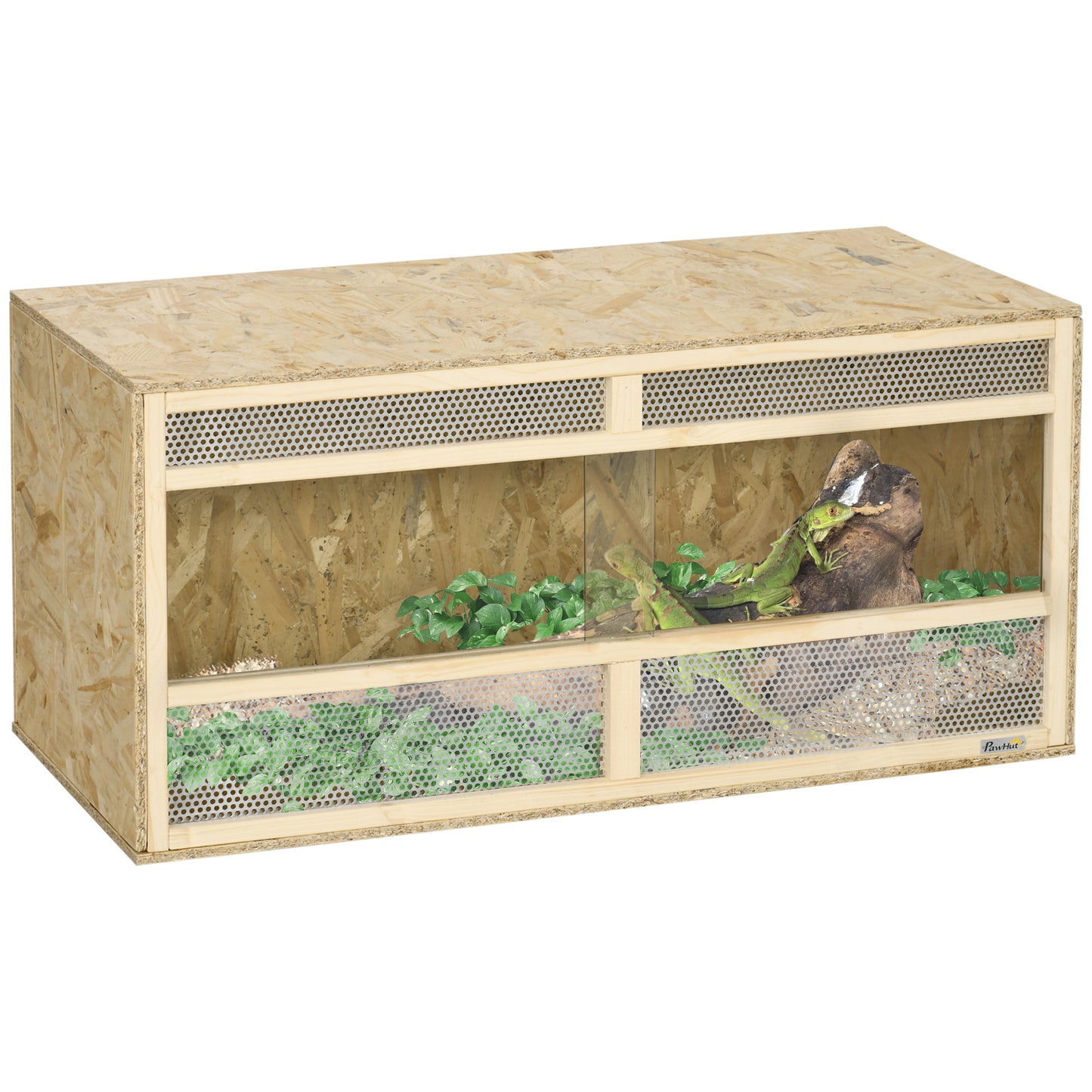 Reptile Terrarium Vivarium, Climbing Pet Containers, Reptile Habitat, with Sliding Doors, Breathable Mesh for Lizards Horned Frogs