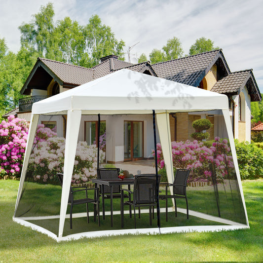 Outsunny 3x3m Outdoor Gazebo Tent W/Mesh Screen Walls-Cream white