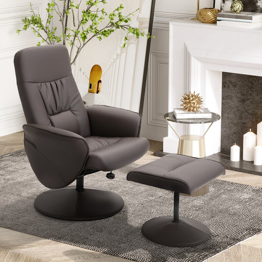 Luxury Executive Recliner Chair High Back and Footstool Armchair Lounge Seat Brown