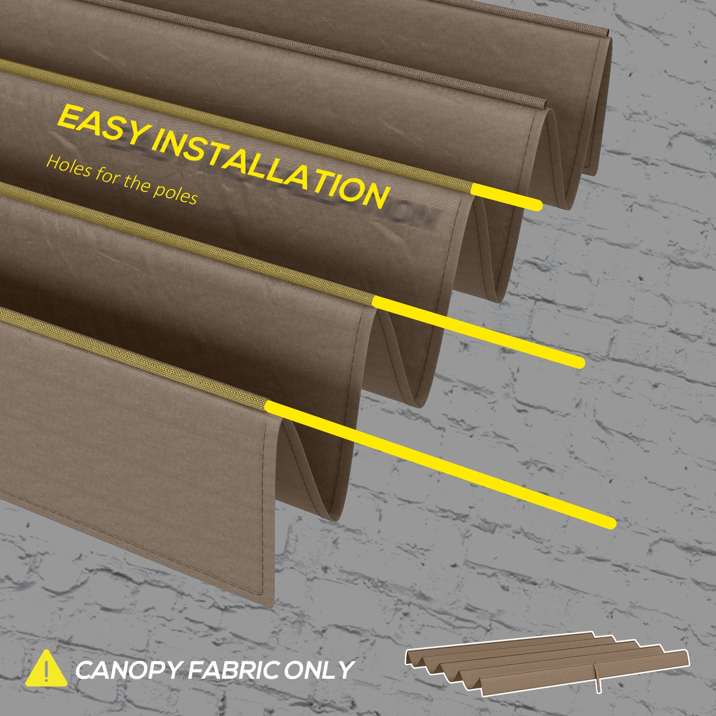 Outsunny Pergola Roof, Retractable Sun Shade Cover for 3 x 2.15m Pergola, UV30+ Protected, Coffee