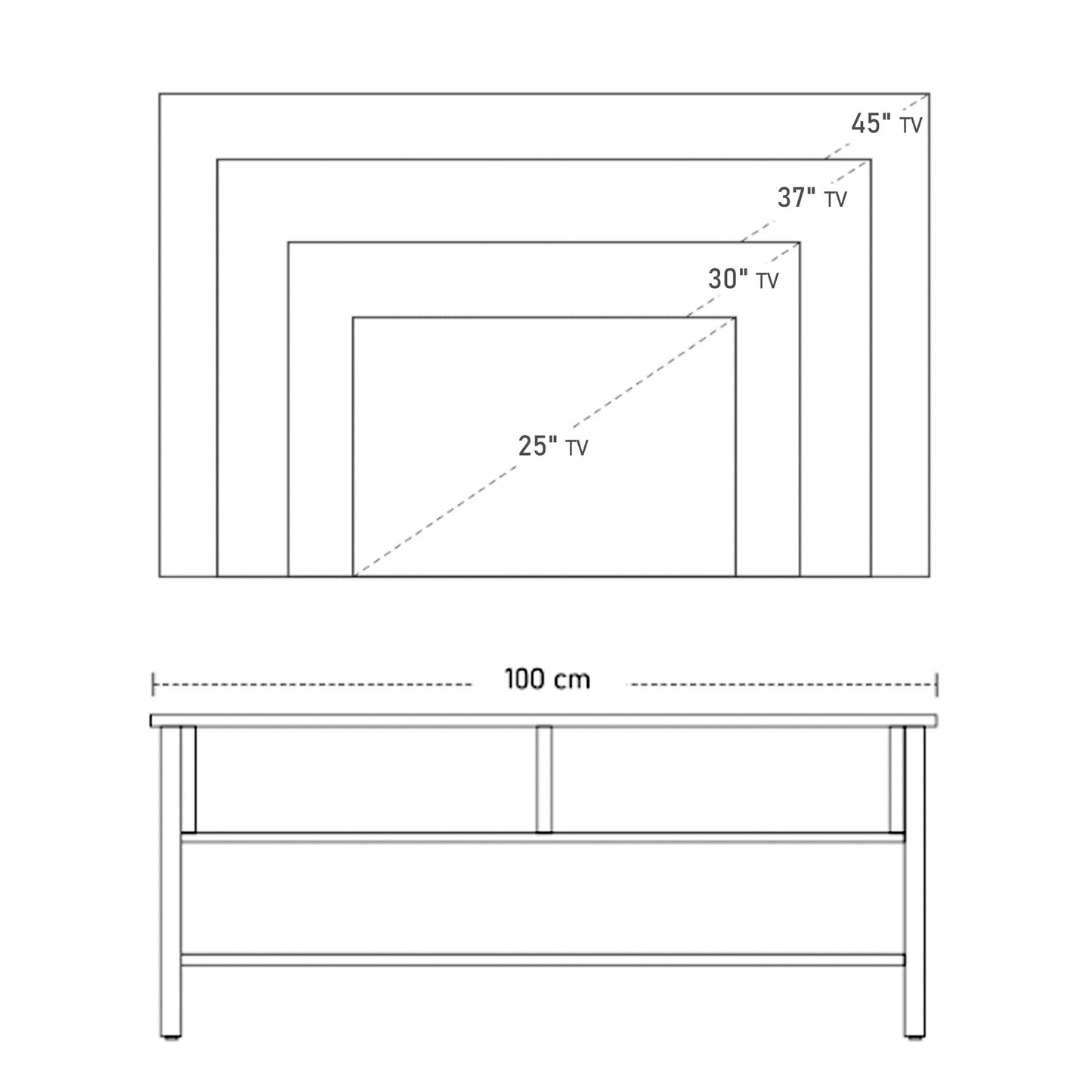 TV Stand for TVs up to 42 Inches with Cabinets, Shelves and Wide Tabletop for Living Room, Bedroom, Dining Room, White and Wood Color