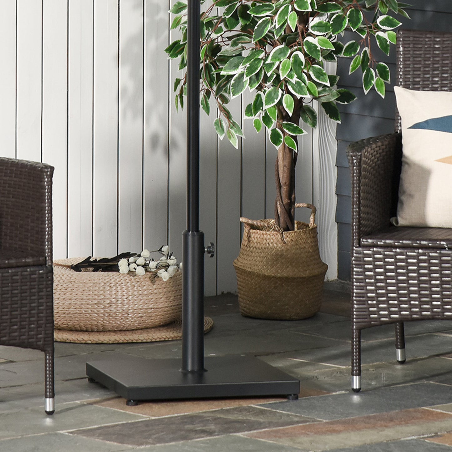 Outsunny Steel Square Parasol Stand Base w/ Adjustable Knob Umbrella Stand Black