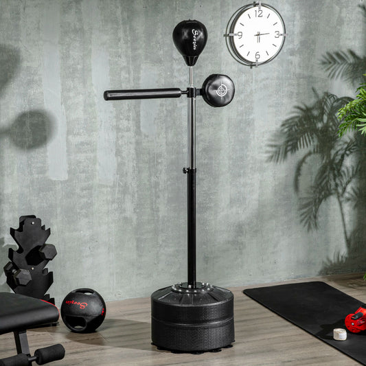 SPORTNOW Free Standing Speed Bag, Height Adjustable Boxing Punching Bag with Stand, Reflex Bar, Punching Pad and Suction Cup Base
