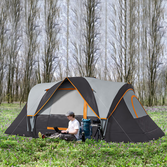 Outsunny 5-6 Man Dome Camping Tent Hiking Shelter UV Protection 3000mm Water Resistant Tunnel Tent - Multicolor