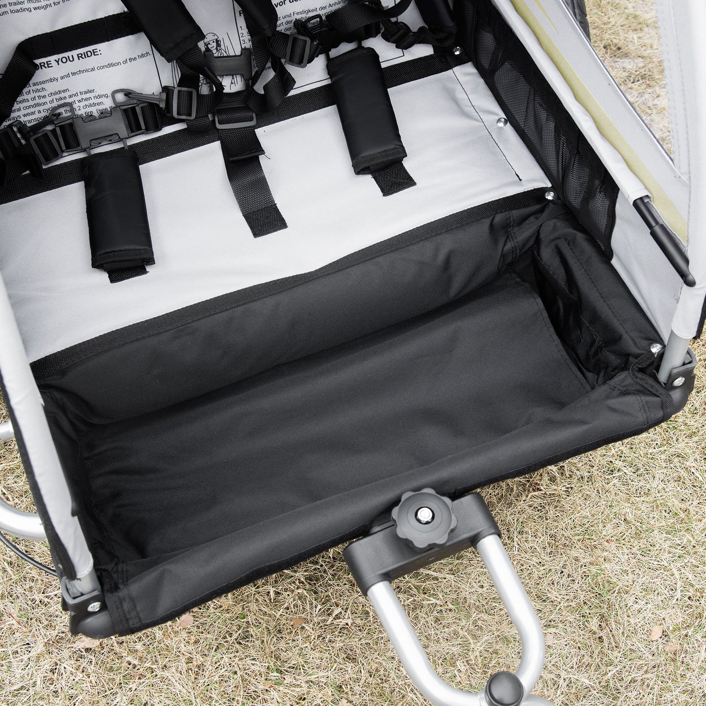 Child Bike Trailer 2 In 1 Baby Stroller 2-Seater Transport Carrier with Hitch Coupler, Brake, 5 Point Harness, Storage Bag, Reflector, Green