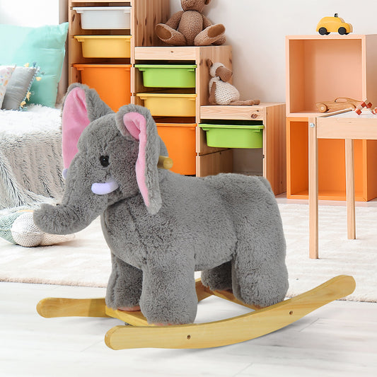 Kids Plush Ride On Elephant Grey