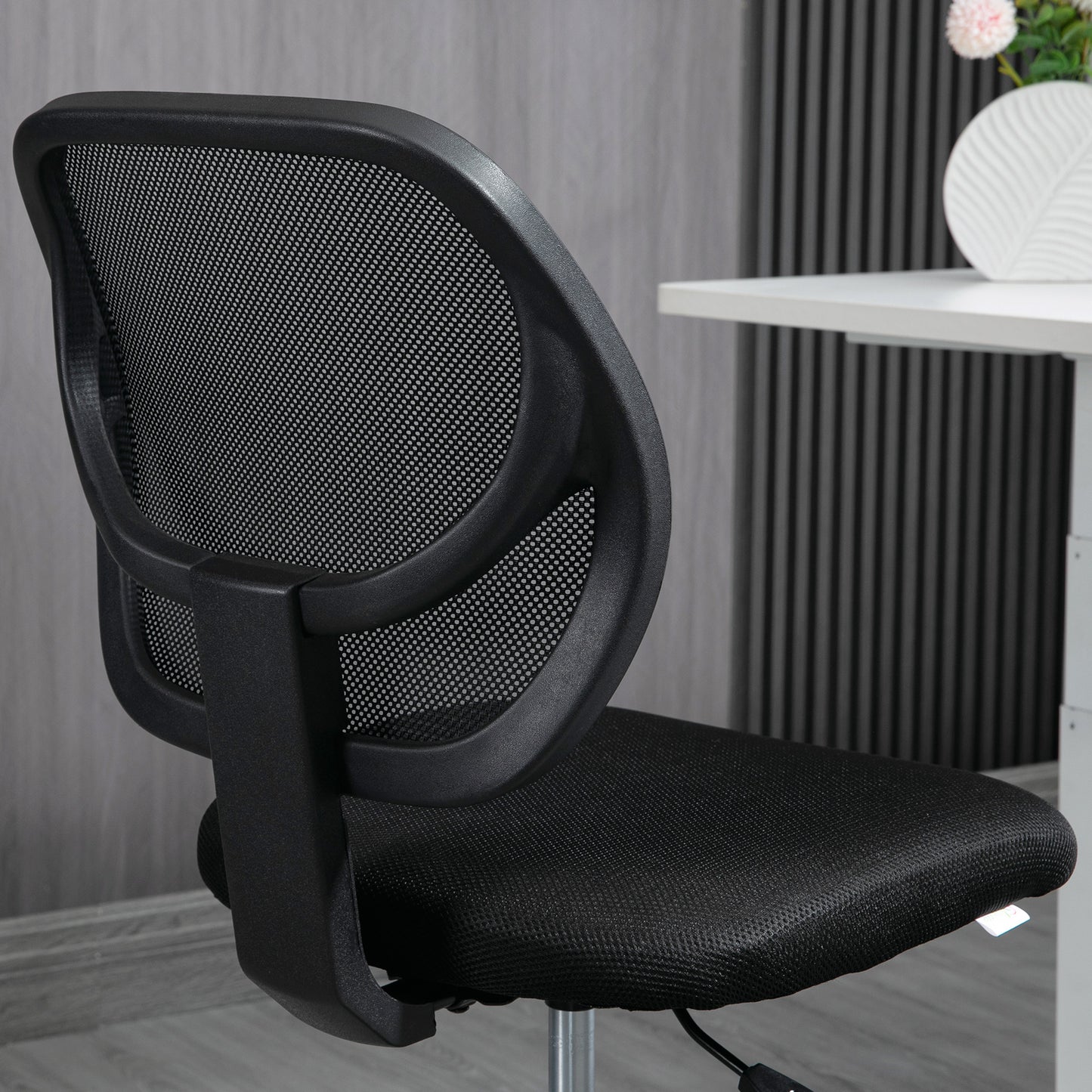 Ergonomic Draughtsman Chair for Standing Desk | Armless | Curved Mesh Back | Padded Seat | Adjustable Footrest Ring | Seat Height 50-70cm | 5 Wheels | 120kg | Black