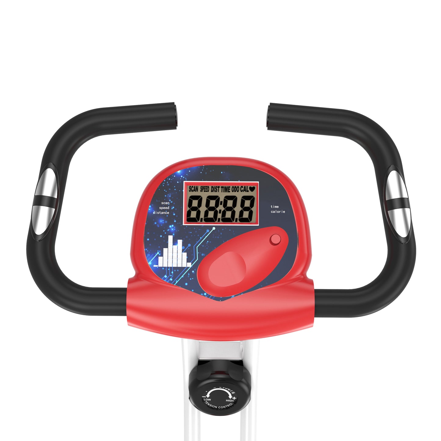 Steel Manual Stationary Bike Resistance Exercise Bike w/ LCD Monitor Red