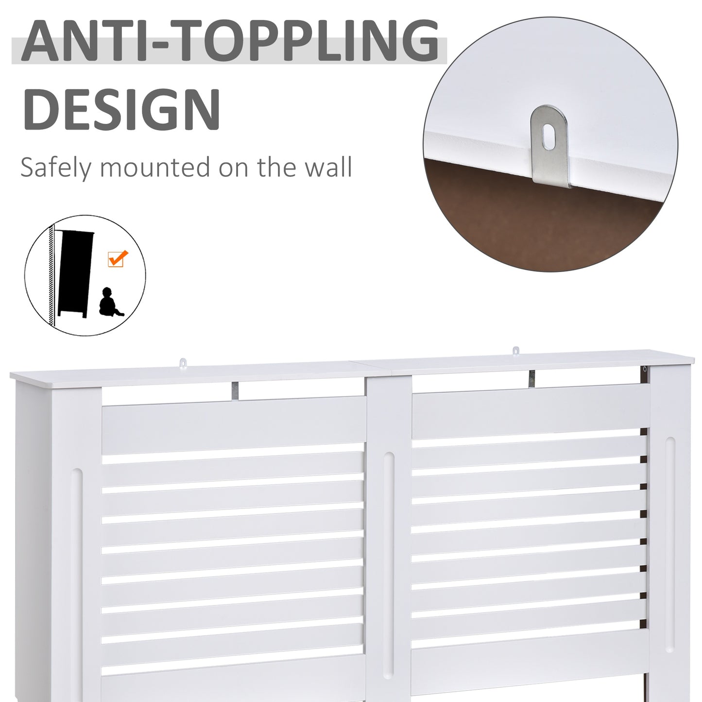 152L x 19W x 81H cm MDF Radiator Cover-White