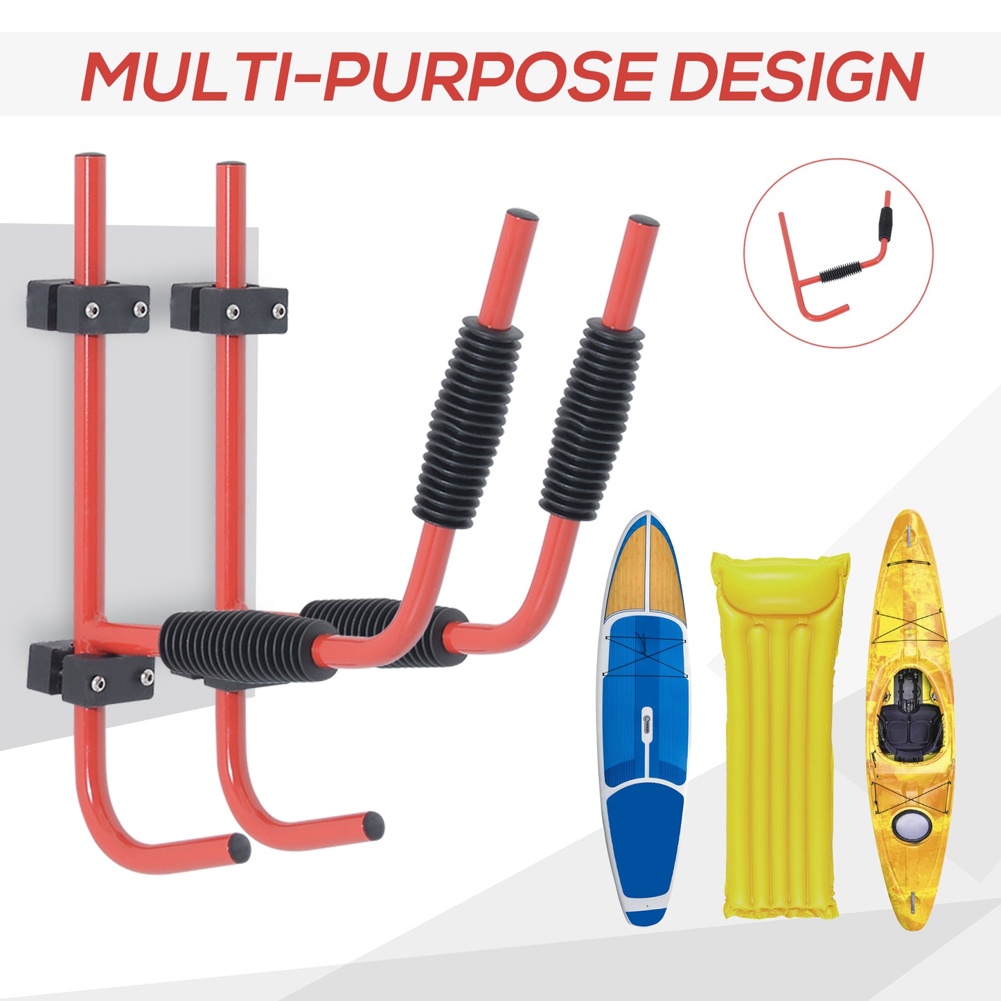 Canoe / Kayak Aluminium Wall Mount Hangers-Red