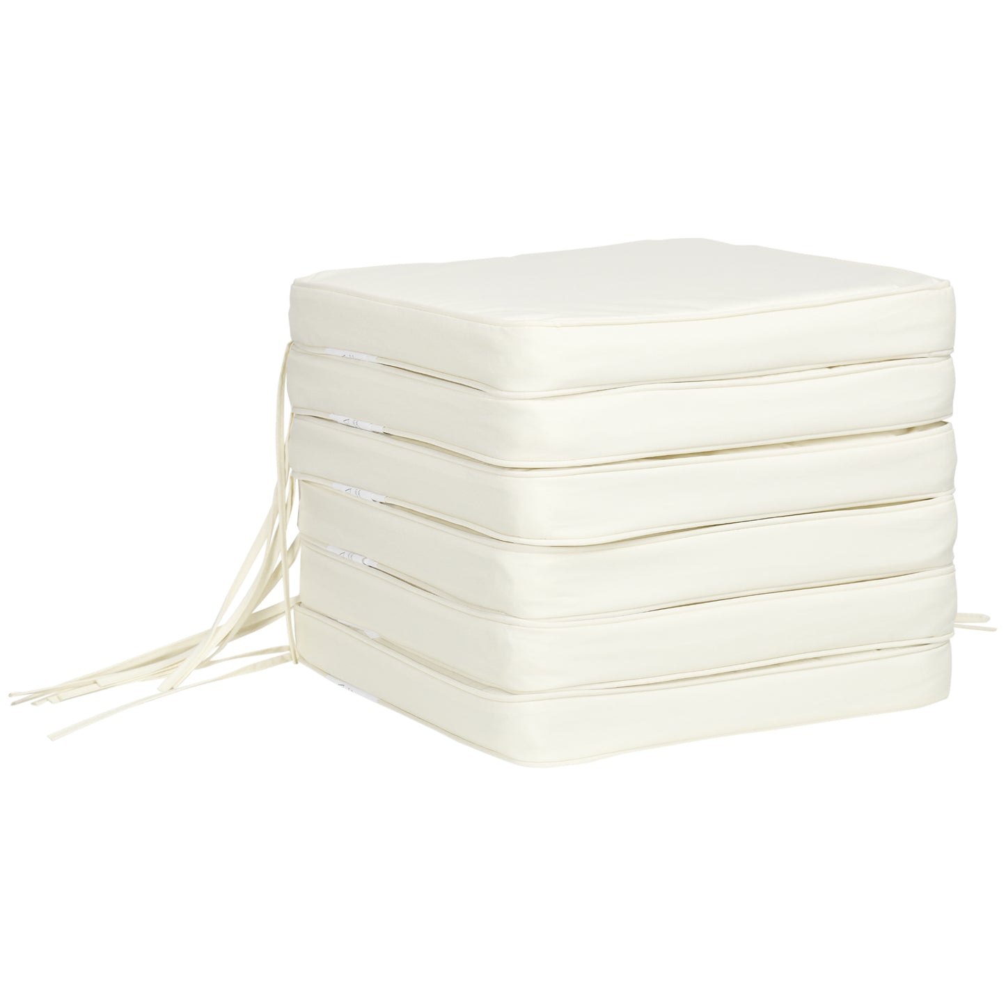 Outsunny Set of 6 Piece Garden Chair Cushions, 42Lx42Wx5T cm - Cream White