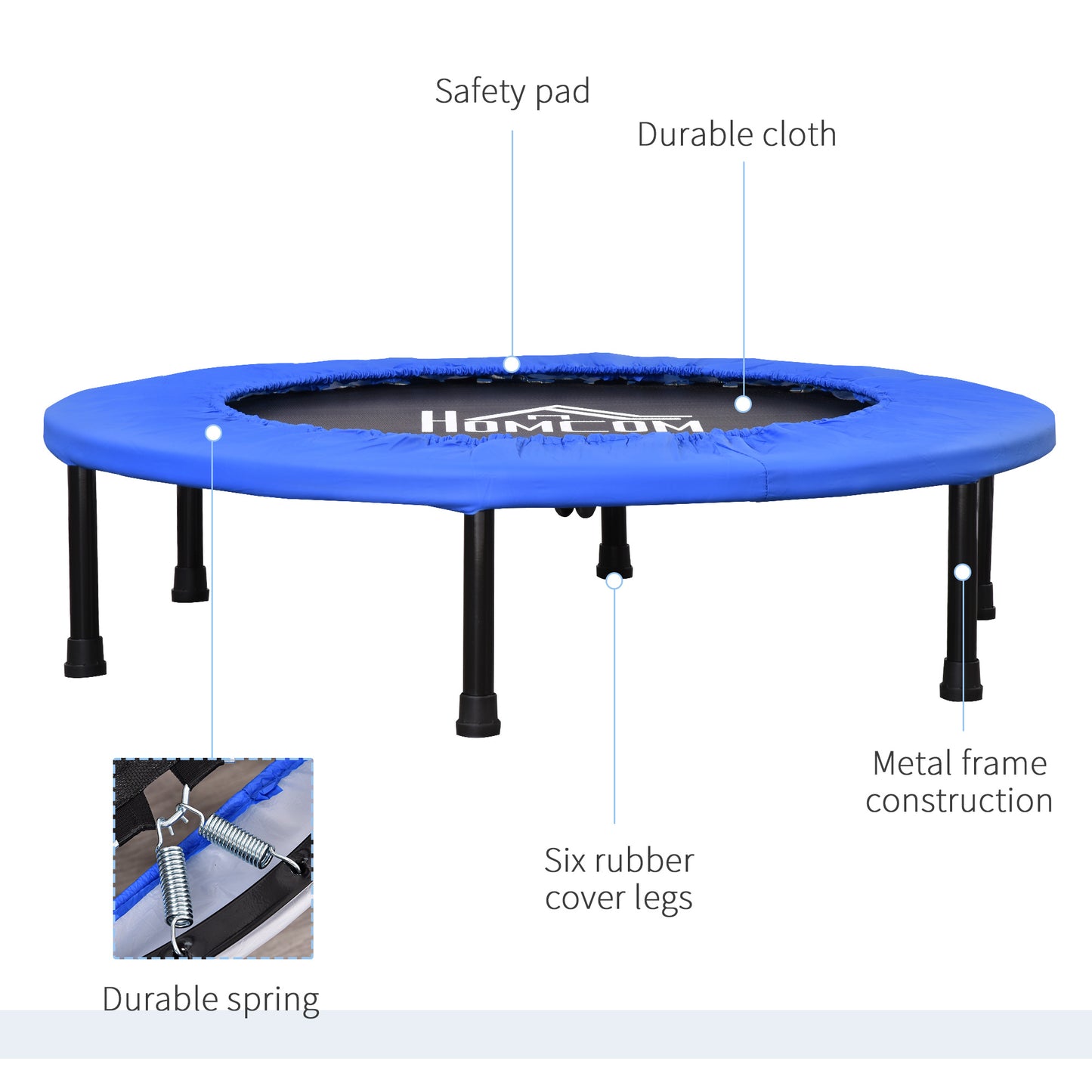Trampoline Aerobic Rebounder Indoor Outdoor Fitness Round Jumper 91cm, Compact, w/ Sponge Edge, Blue