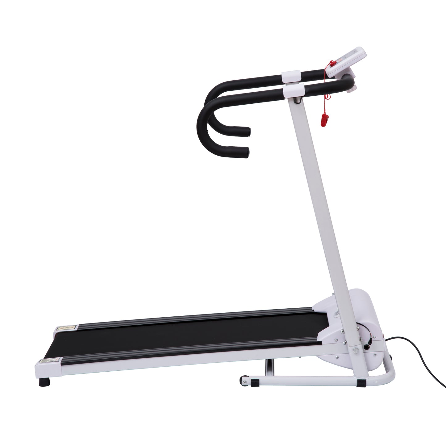 Steel Folding Motorized Home Treadmill With LCD Monitor White
