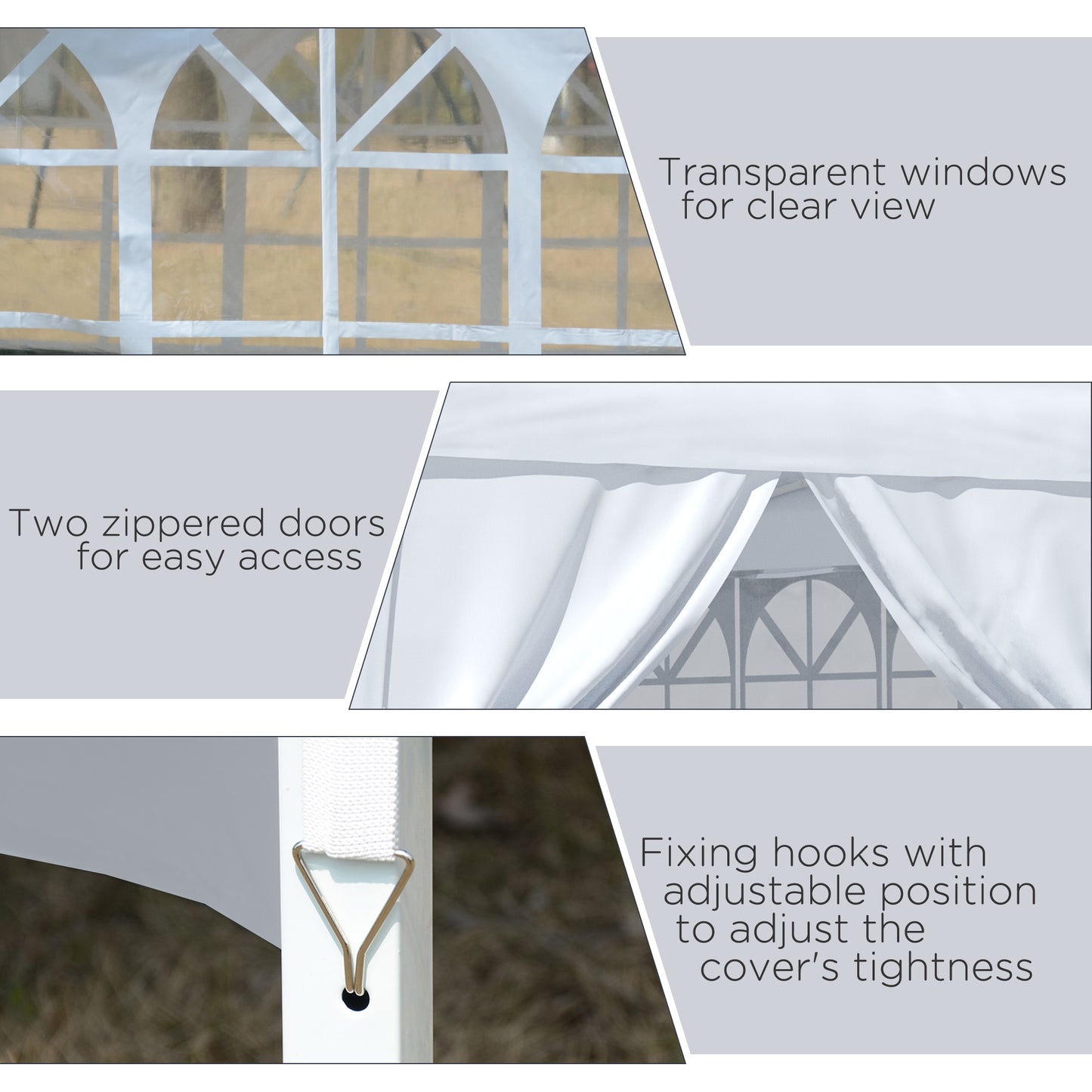 Outsunny 3 x 3m Pop Up Camping Gazebo, Wedding Party Canopy Tent Marquee with Carry Bag and Windows, White