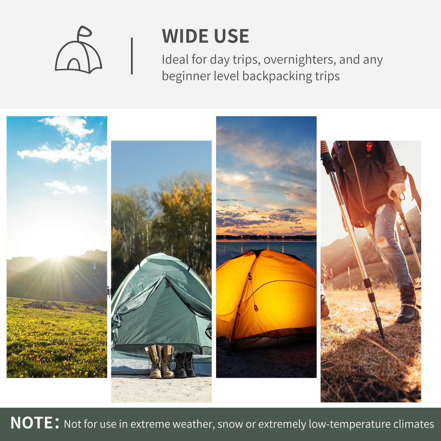 Outsunny Dome Tent for 2 Person Camping Tent with Large Windows, Waterproof Blue and Grey