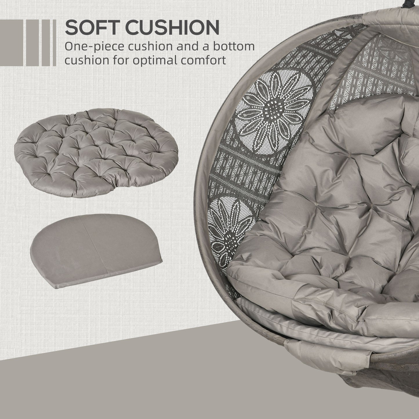 Outsunny Round Egg Basket Chair, with Steel Stand