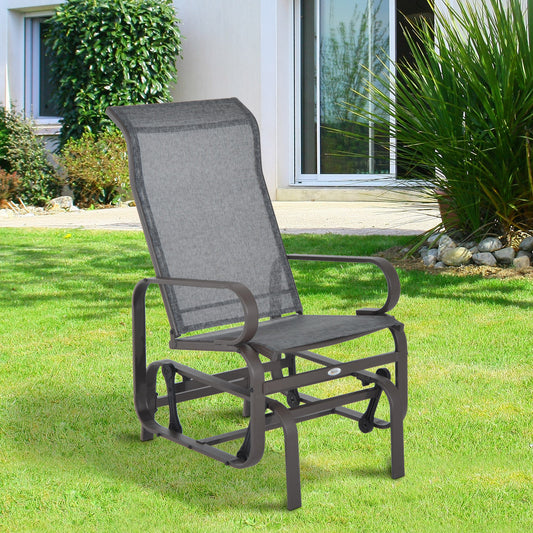 Outdoor Gliding Rocking Chair with Sturdy Metal Frame Garden Comfortable Swing Chair for Patio, Backyard and Poolside, Grey