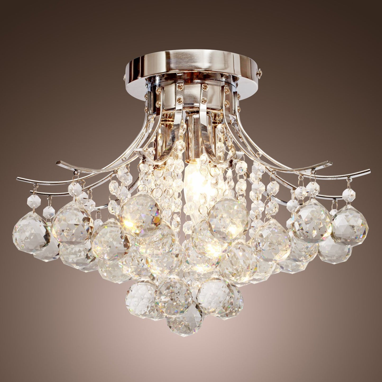 3 Lights Modern Style Ceiling Chandelier Pendant Crystal Light w/ Transparent K9 Crystal Droplets D40 X 28H (CM)