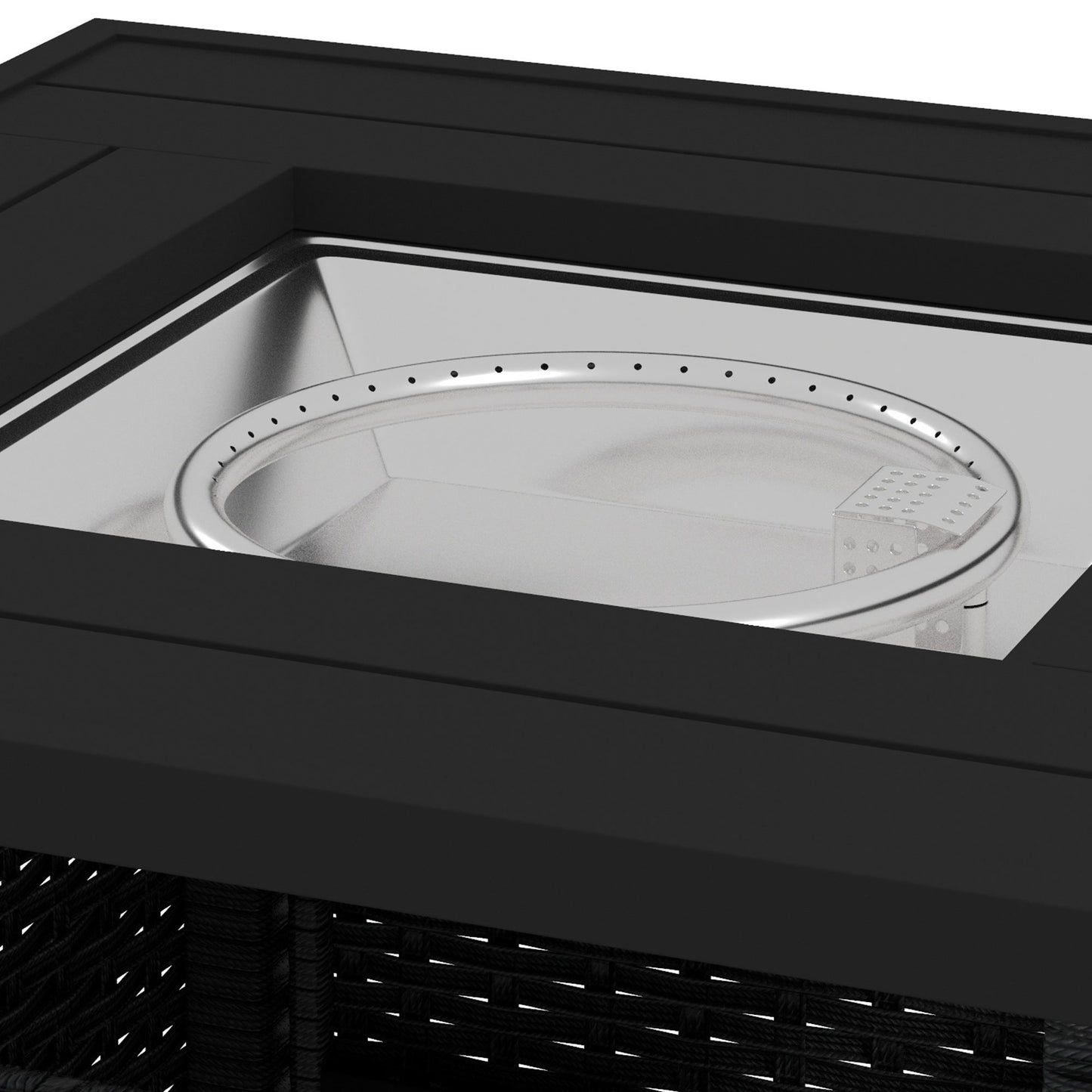 Outsunny Outdoor PE Rattan Fire Pits for Garden, 50,000 BTU Propane Fire Pit Table with Glass Wind Guard, Black
