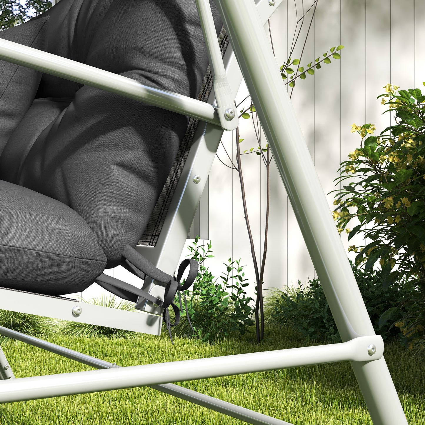 Outsunny 4-Piece Back and Seat Cushion Replacement with 2 Pillows, Patio Chair Cushions Set with Ties, Charcoal Grey