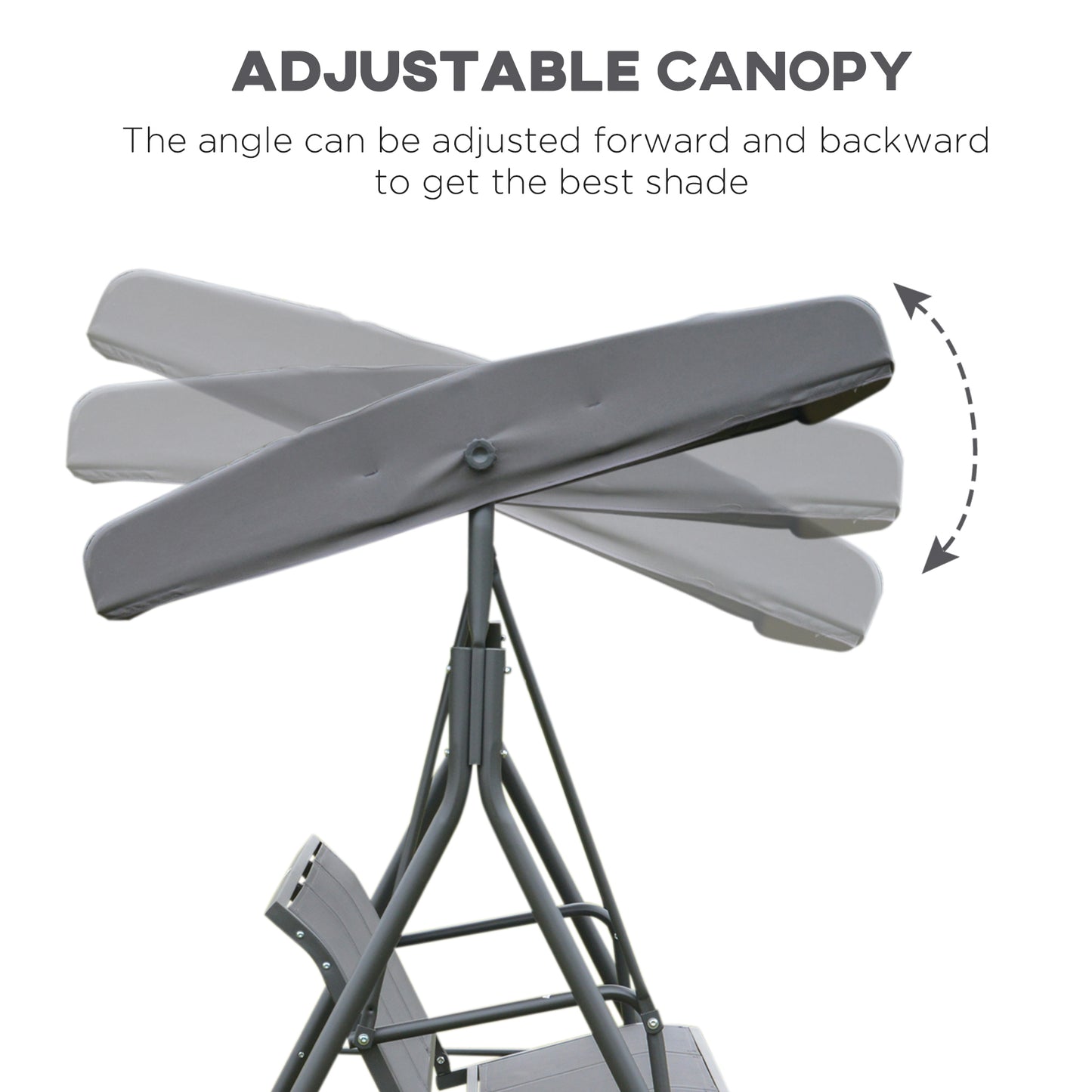 Outsunny Outdoor Garden 3 Seater Swing Chair Seat Hammock With Canopy Steel Frame - Grey