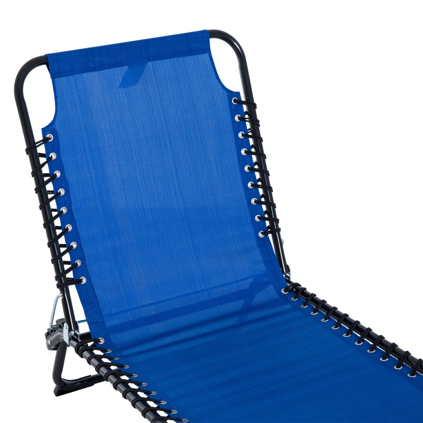 Outsunny Folding Sun Lounger Beach Chaise Chair Garden Reclining Cot Camping Hiking Recliner with 4 Position Adjustable Back - Blue