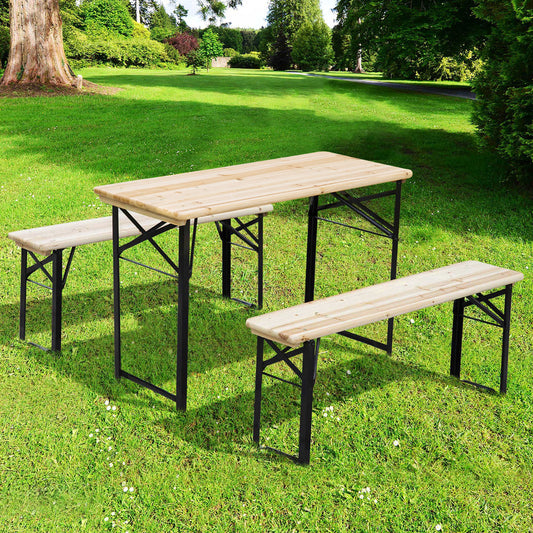 Outsunny Picnic Wooden Table And Bench Dining Set