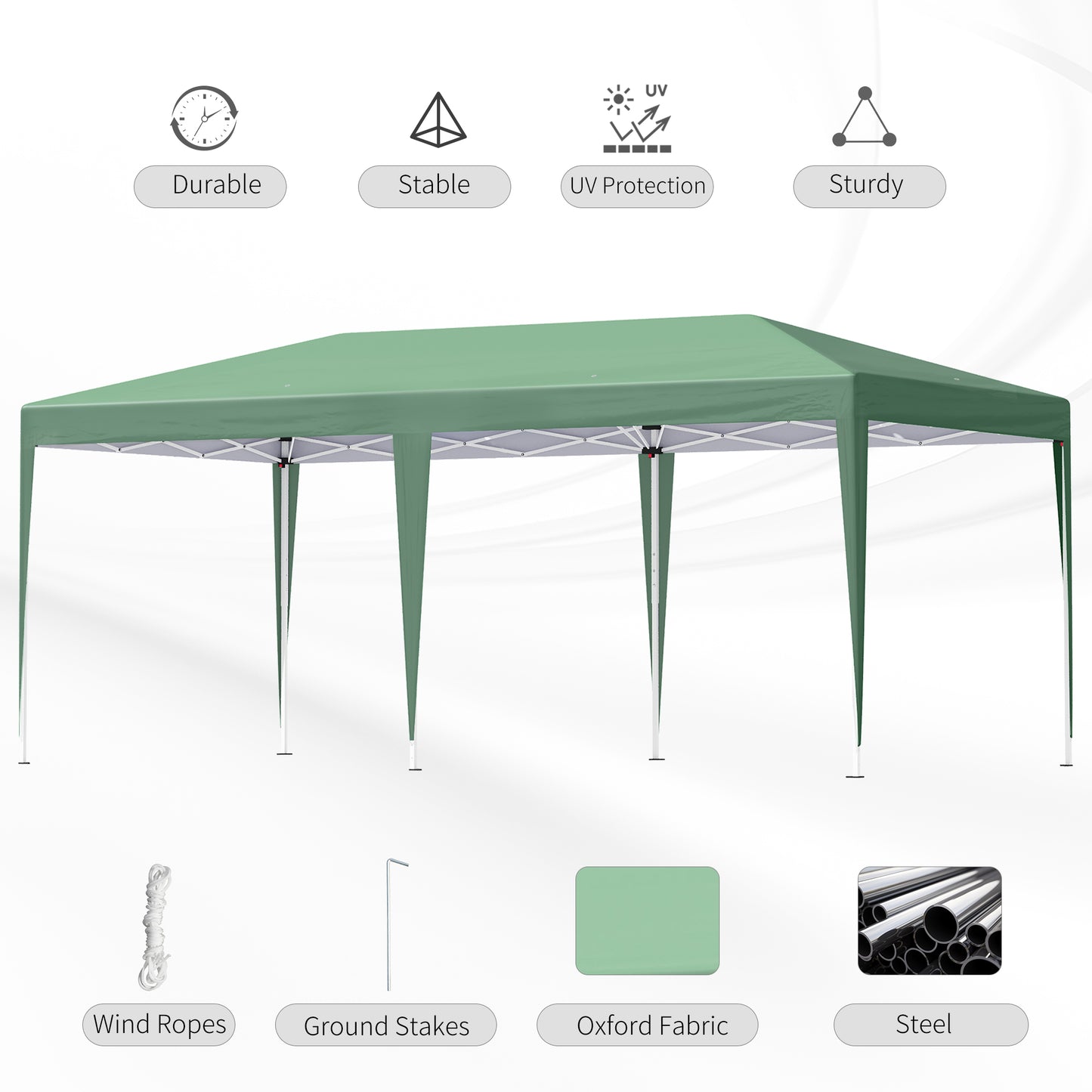 Outsunny Pop Up Gazebo, Double Roof Foldable Canopy Tent, Wedding Awning Canopy w/ Carrying Bag, 6 m x 3 m x 2.65 m, Green