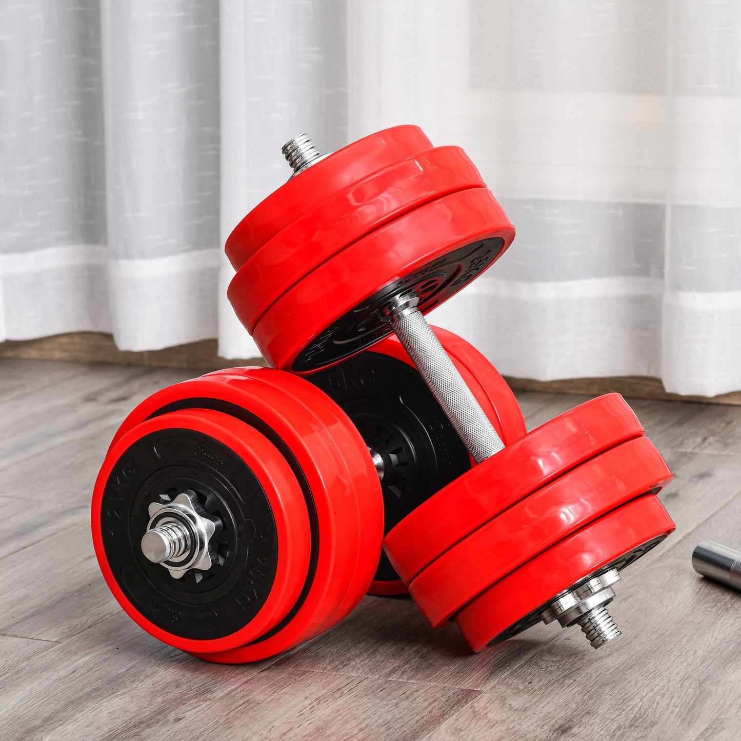 30KGS Two-In-One Dumbbell & Barbell Adjustable Set Strength Muscle Exercise Fitness Plate Bar Clamp Rod Home Gym Sports Area