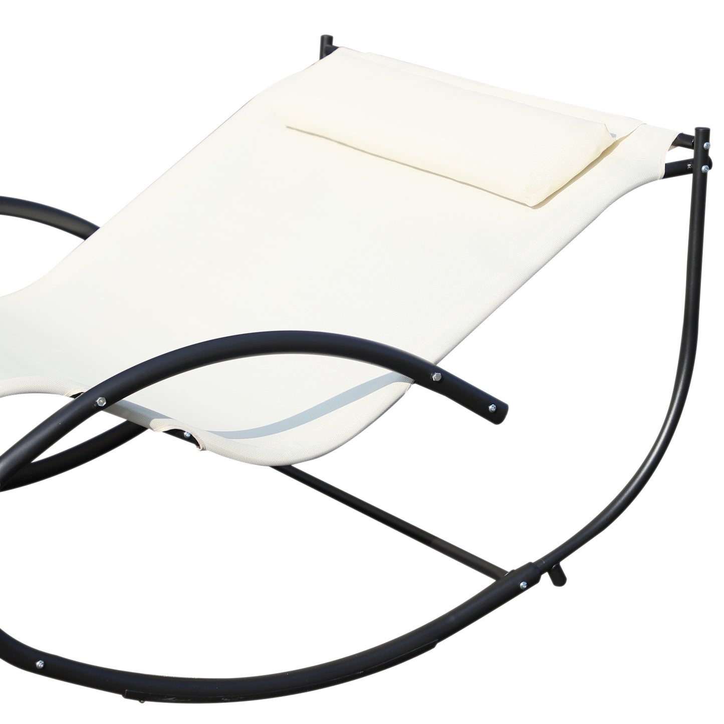Outsunny Texteline Double Lounger With Pillow - Beige