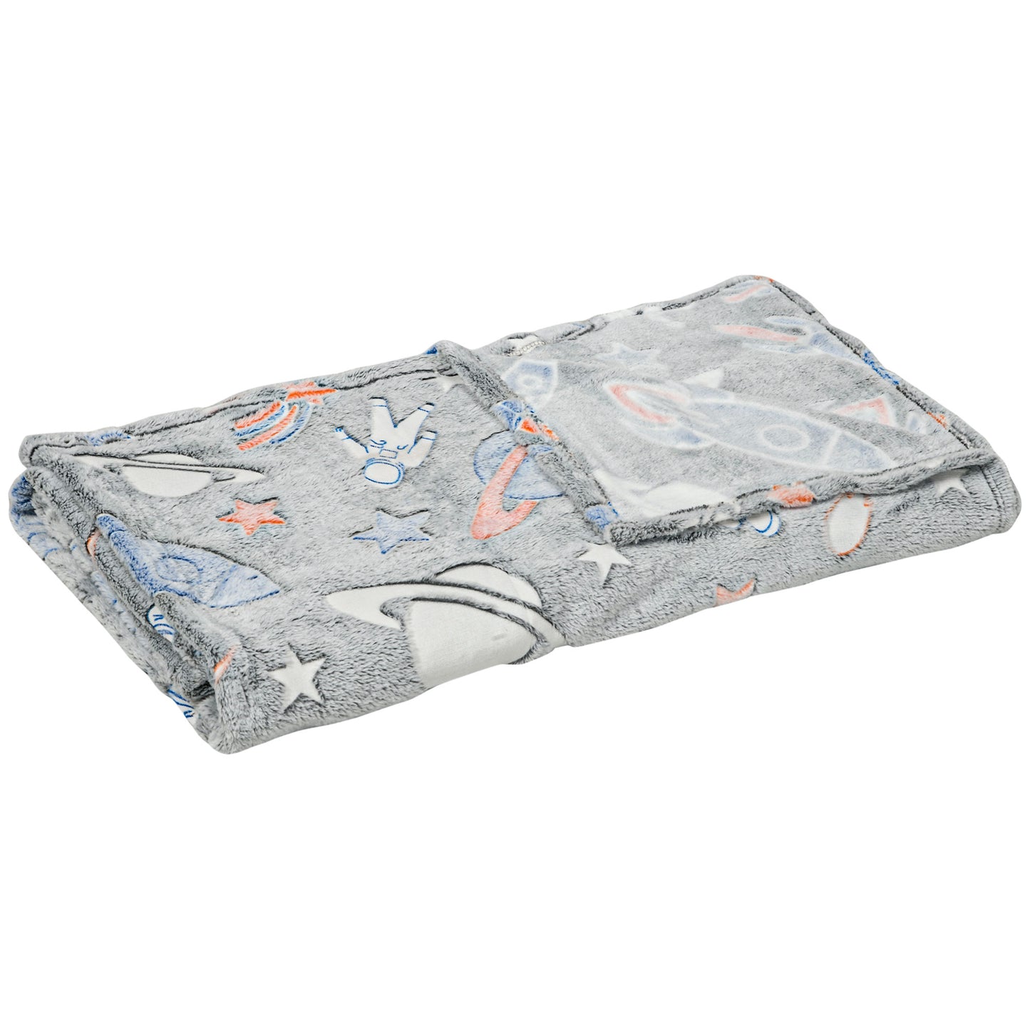Glow in The Dark Flannel Fleece Throw Blanket, Fluffy Warm Throw Blanket, Kids Galaxy Stars Luminous Blanket, 203x153cm, Grey