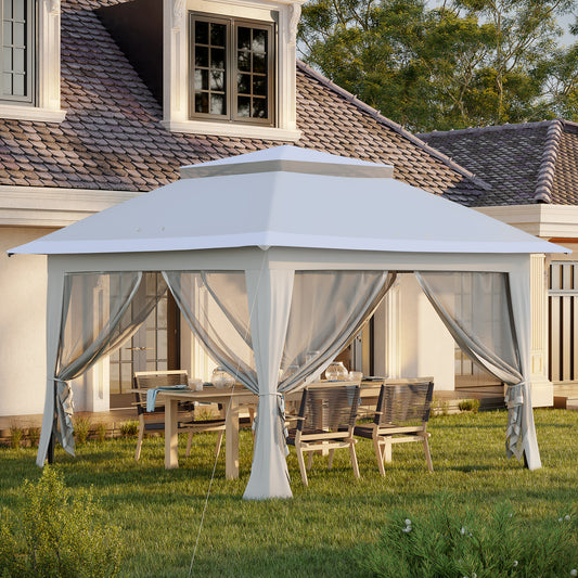Outsunny Foldable Pop-up Party Tent Instant Canopy Sun Shade Gazebo Shelter Steel Frame Oxford w/ Roller Bag, 3.6 x 3.6 x 2.9(m)