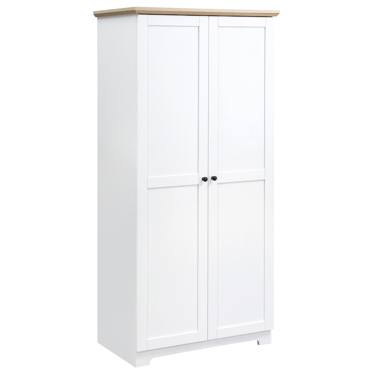 172cm Wooden Storage Cabinet Cupboard With 2 Doors 4 Shelves White Pantry Closet